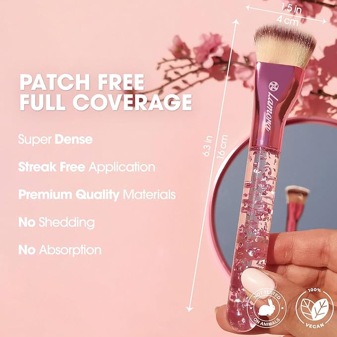 Lamora Heart Foundation Brush - Blending Liquid Cream Mineral Face Brush