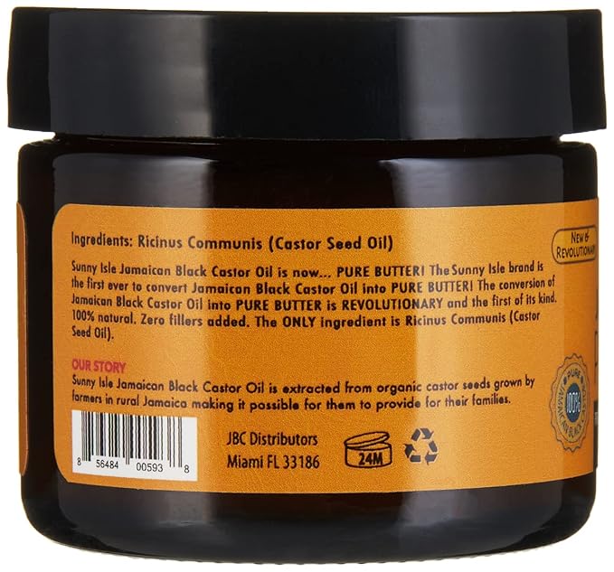 Sunny Isle Jamaican Black Castor Oil Pure Butter - Nourishing, Organic, Natural - 2 oz
