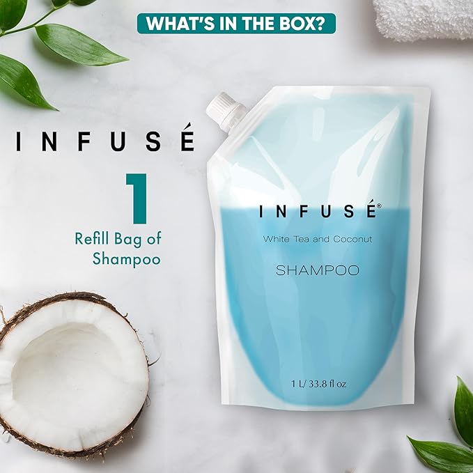 INFUSÉ 1 Liter Shampoo Refill Bag for Hotel Soap Dispensers, Bulk