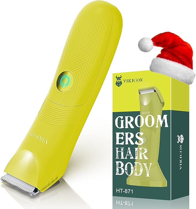 Unisex Hair Trimmer with Adjustable Guards, Cordless Electric Razor, Yellow