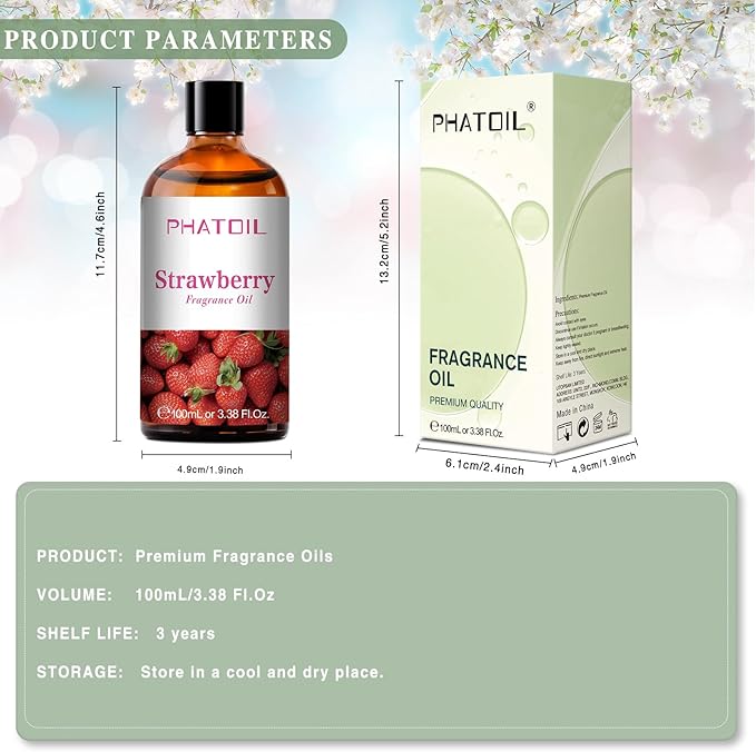 PHATOIL Strawberry Fragrance Oil for Diffuser Aromatherapy 3.38FL.OZ
