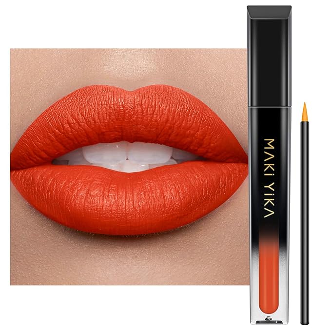 MAKI YIKA Orange Lipstick Matte Liquid for Women ColorStay Long Lasting Lipsticks