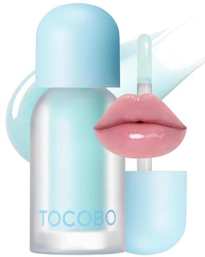 TOCOBO Glam Max Lip Oil 00 Frozen Berry (Clear + Icy Shimmer) – Volufiline Extreme Plumping Vegan Gloss - Non Sticky Formula for All Skin Tones, Glass Lips Topper, Silicone Tip, 0.12 fl.oz.