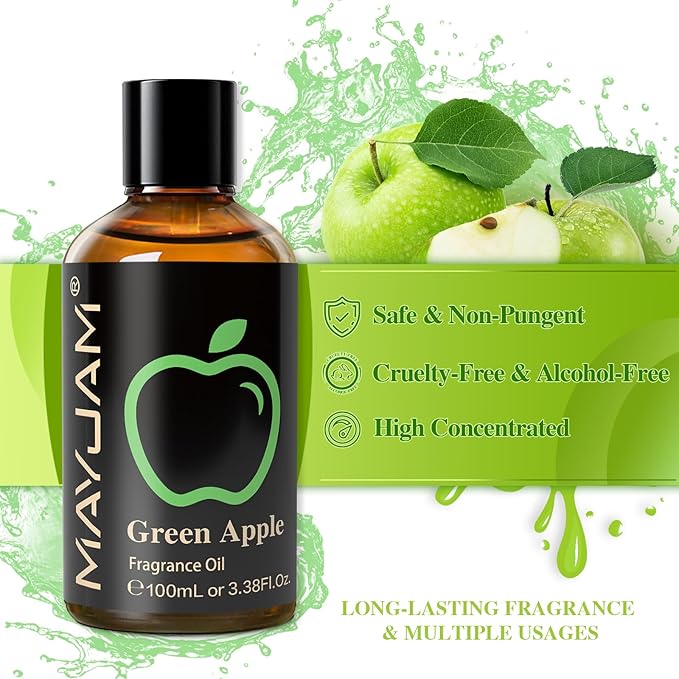 MAYJAM Green Apple Fragrance Oil for Diffusers, 100ML/3.38FL.OZ