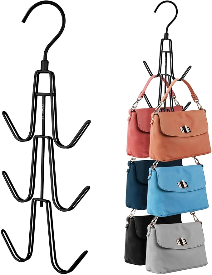 ZEDODIER Purse Hanger, Hanging Purse Organizer for Closet, Holds 6 Bags