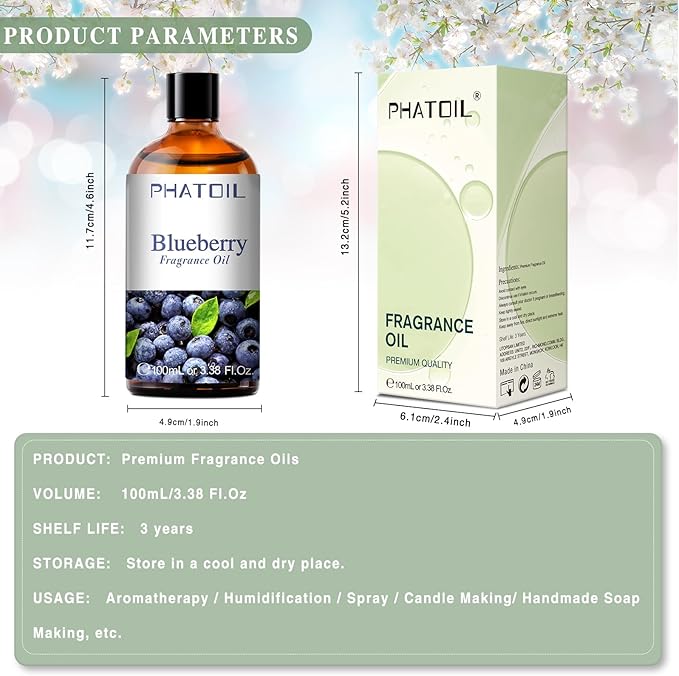 PHATOIL Blueberry Fragrance Oil for Diffuser Aromatherapy 3.38FL.OZ