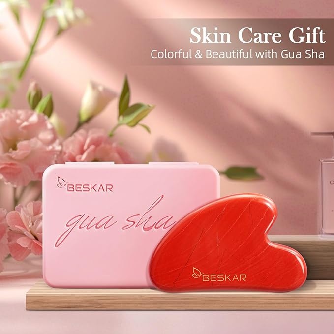 BESKAR Gua Sha Facial Tools, Natural Jade Stone Guasha Massager
