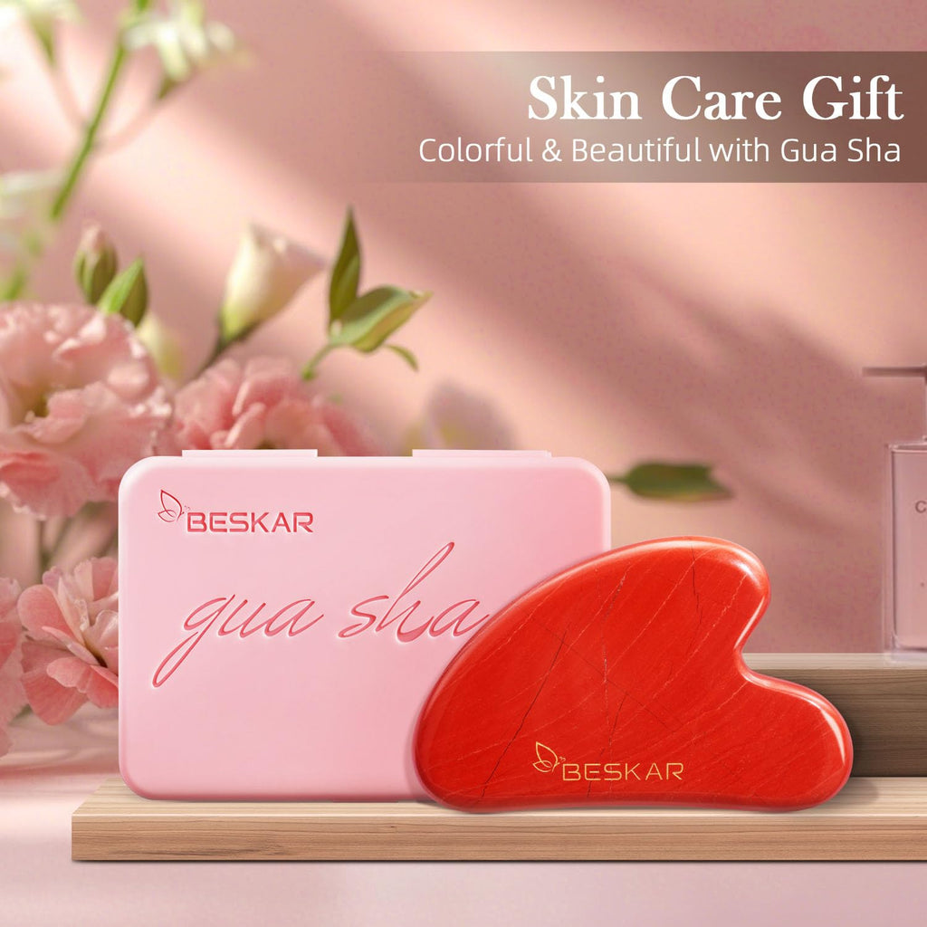 BESKAR Gua Sha Facial Tools, Natural Jade Stone Guasha Massager