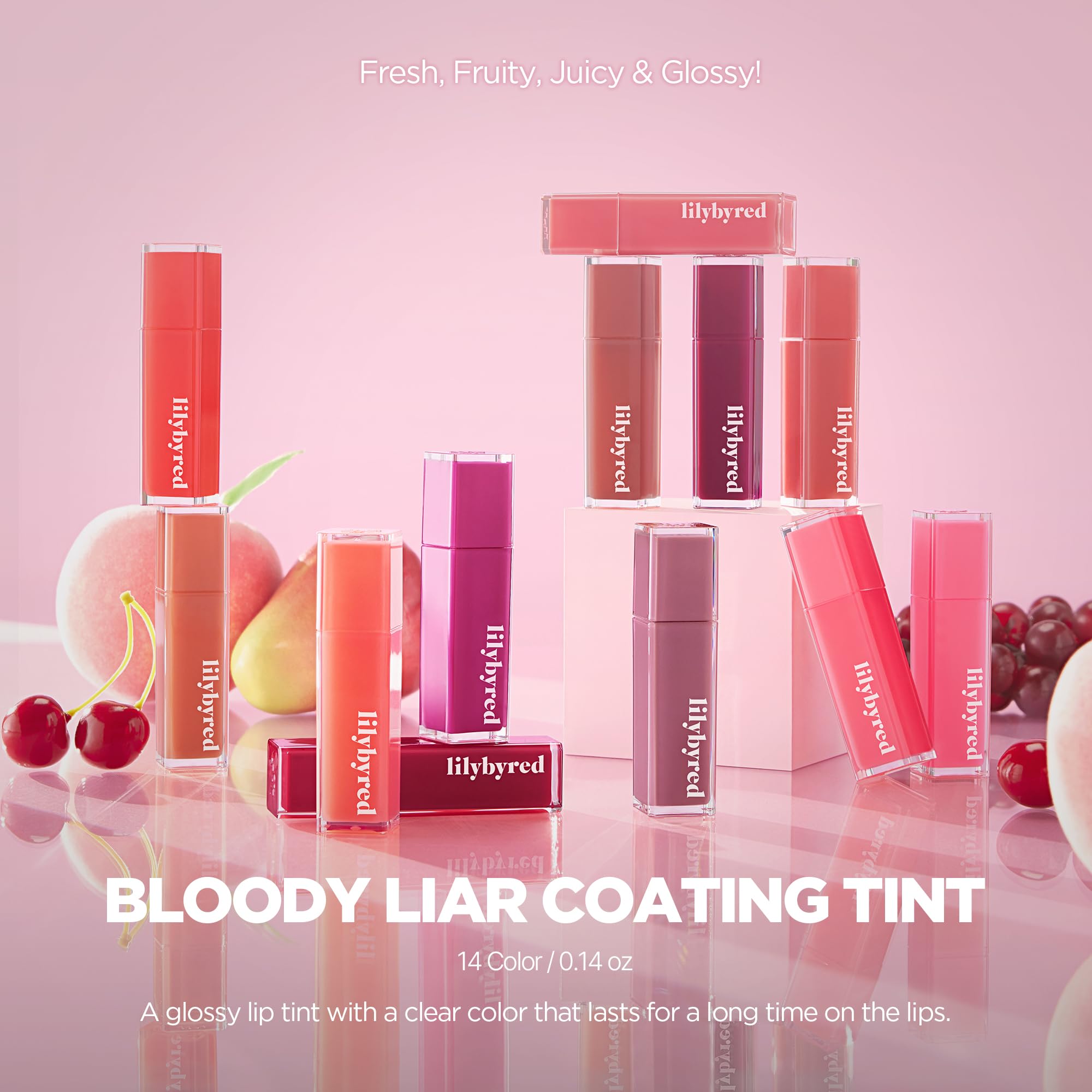 lilybyred Bloody Liar Coating Tint | Korean Glossy Lip Stain, Vivid & Juicy Color, Syrupy Shine, Moisturizing, Long-Lasting & Smudge-Proof, Non-Sticky, Lightweight, 0.14 oz. (02 Sentimental Lychee)