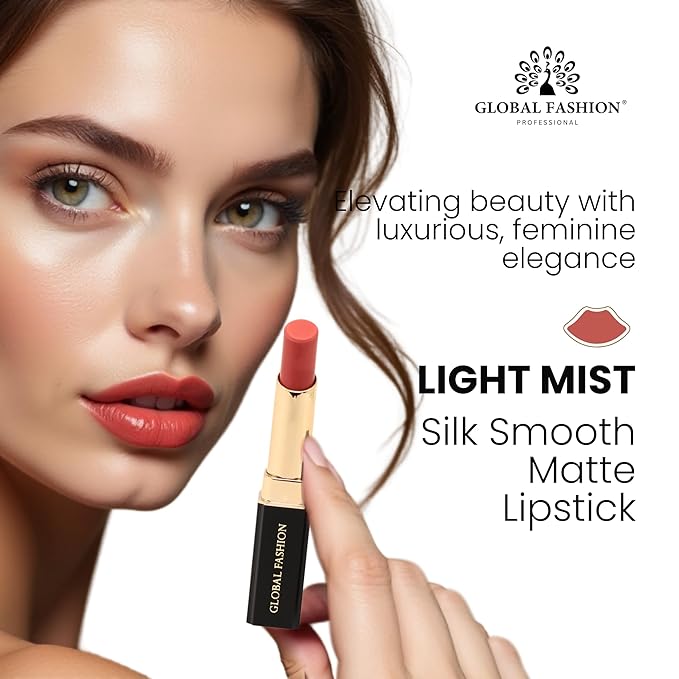 Global Fashion Silk Smooth Matte Lipstick – Long-Lasting, Luxurious Color, Rich Hydration, Lightweight Formula, Lightweight Matte Lip Color for Women, Available in Multiple Shades (124, 0.12 oz)