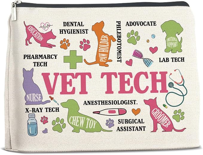 UPNEGE Vet Tech Gifts Veterinary Technician Makeup Bag for Women