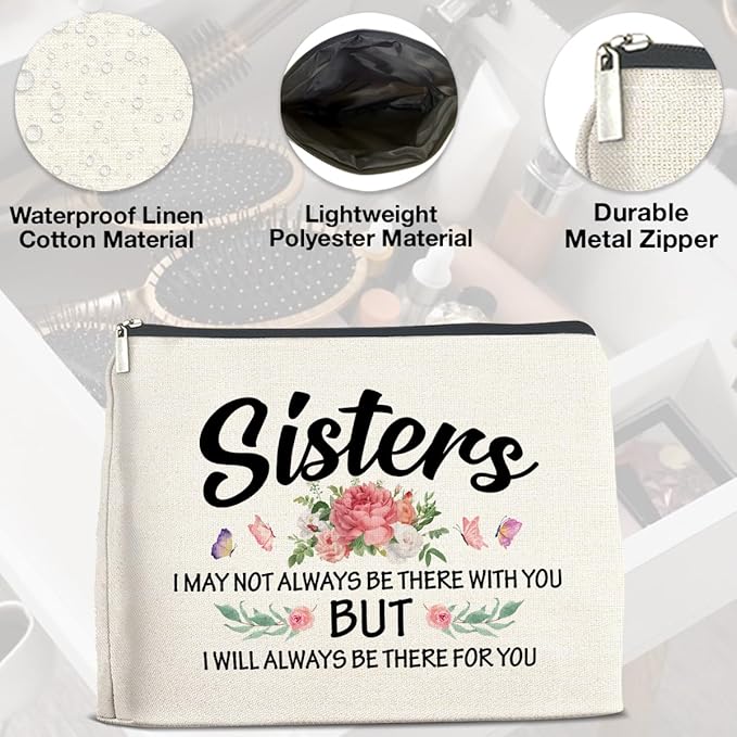 UPNEGE Sisters Gifts Makeup Bag, Gifts for Bestie Best Friend Sister Christmas Birthday, Sisters Cosmetic Bag Zipper Makeup Pouch