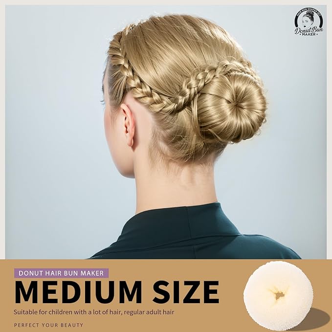 Teenitor 4pcs Hair Bun Shaper Set with Extra-large, Large, Medium, Small Donut Hair Bun Maker, 20pcs Bobby Pins, Cream Color