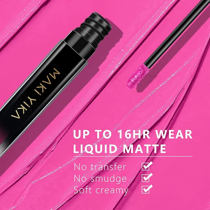 MAKI YIKA Pink Lipstick Matte Liquid for Women Color Stay Long Lasting Lipsticks