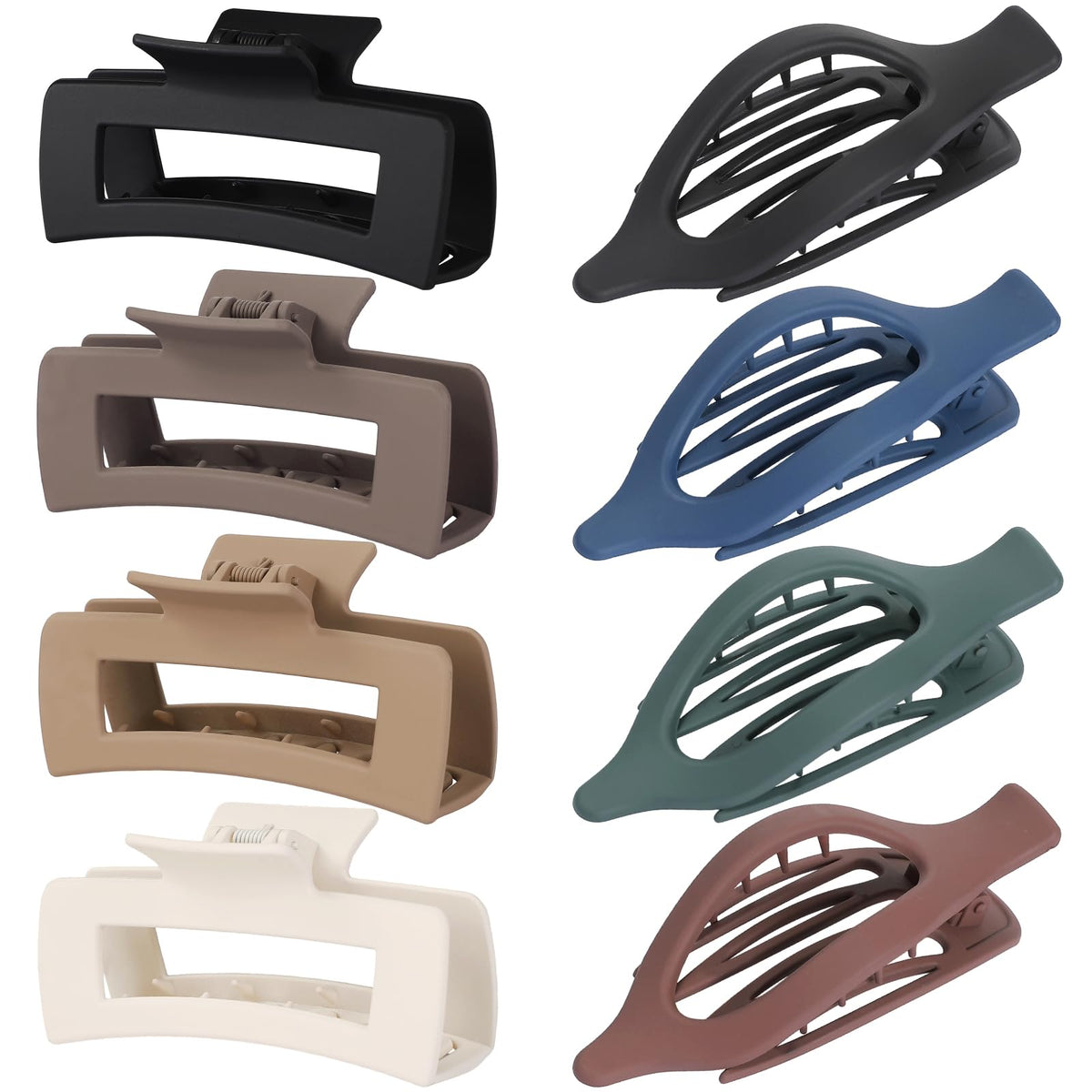 Hair Clips for Women, Flat Hair Clips, 8 pcs, 2style - Dark Colorful