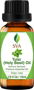 SVA Holy Tulsi Essential Oil in Glass Bottle, 1/3 Fl Oz (10 ml)