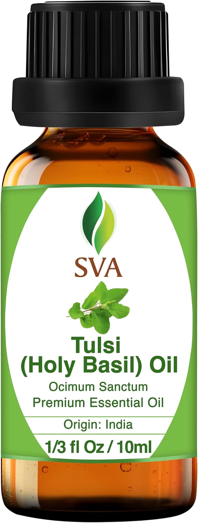 SVA Holy Tulsi Essential Oil in Glass Bottle, 1/3 Fl Oz (10 ml)
