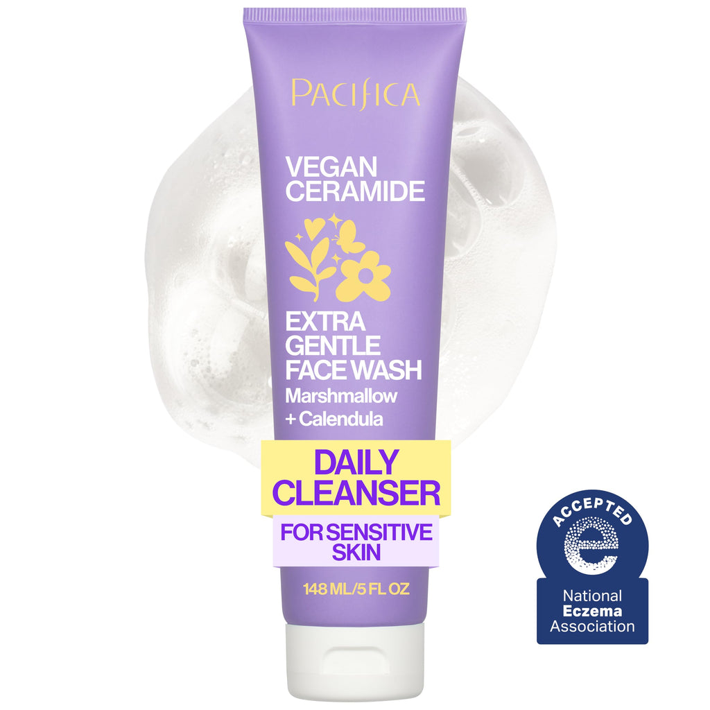 Pacifica Face Wash for Sensitive Skin Facial Cleanser Vegan Ceramide Barrier Repair Extra Gentle for Daily Fragrance Free for Sensitive Skin, Clean Beauty, Vegan & Cruelty-Free Dermatologist Tested