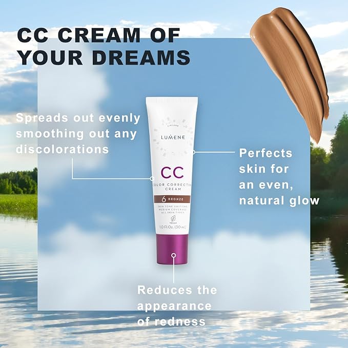 Lumene CC Color Correcting Cream Vegan Foundation 1 fl oz - 6 Bronze