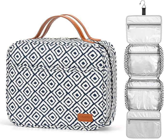 Bosidu Hanging Travel Toiletry Bag, Large Capacity Cosmetic Travel Toiletry Organizer for Women with 4 Compartments & 1 Sturdy Hook, Perfect for Daily Use/Valentines' Day