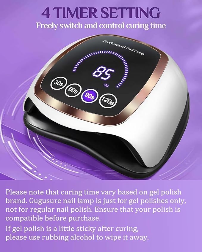 UV Nail Lamp, 180W LED Nail Dryer for Gel Polish, Touch Screen, 42 Beads