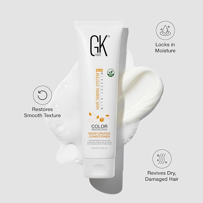 GK HAIR Travel Size Shampoo Conditioner set | Curly Hair Shampoo & Conditioner For Color Protection | Made with Aloe vera, Parki Butter | Free of Parabens Phthalates Sulfate Free 3.4 Fl Oz