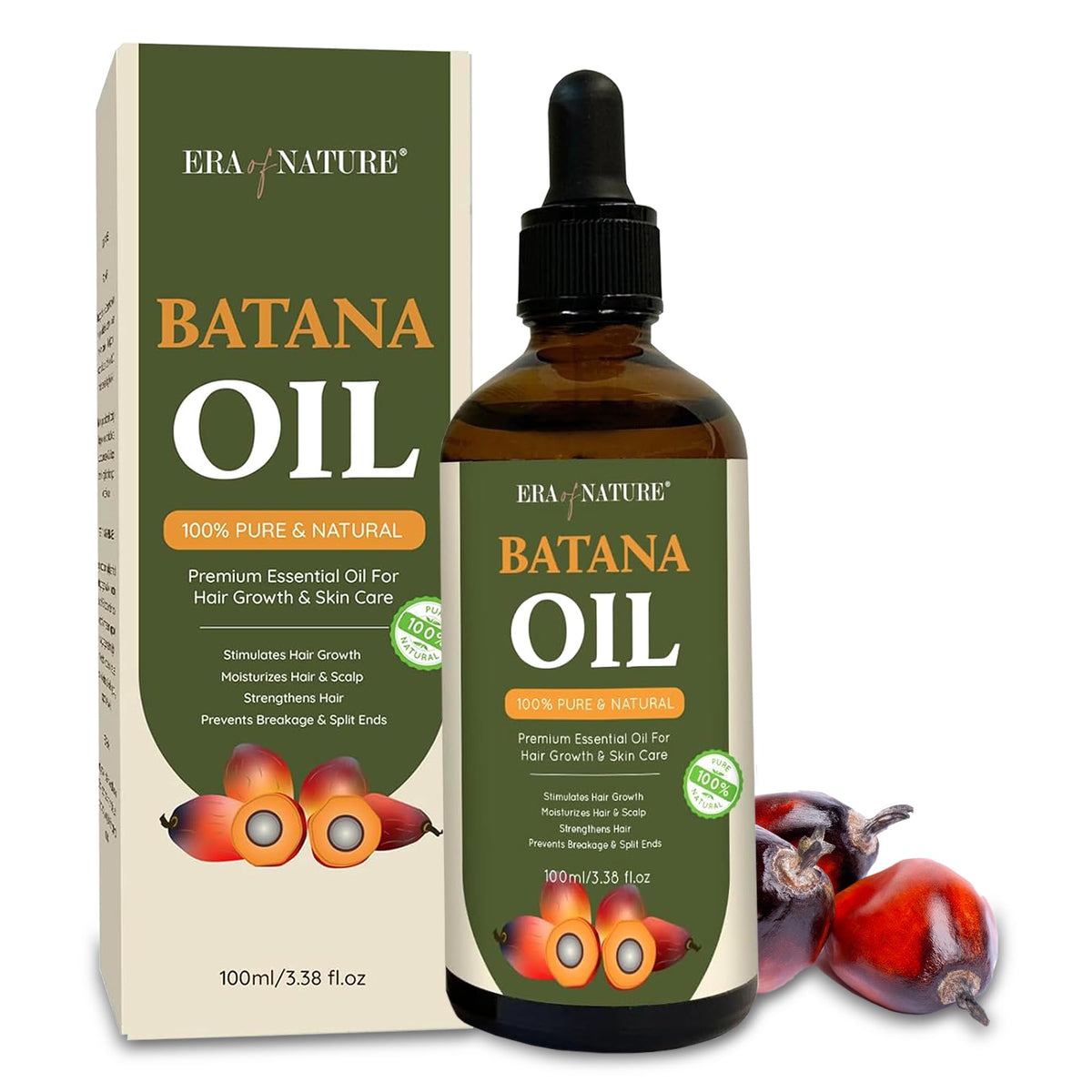 era of nature Batana Oil for Hair Growth - Dr. Sebi Approved, 100% Pure, Raw & Unrefined Oil from Honduras, Nourishes Hair & Scalp, 3.38 Oz