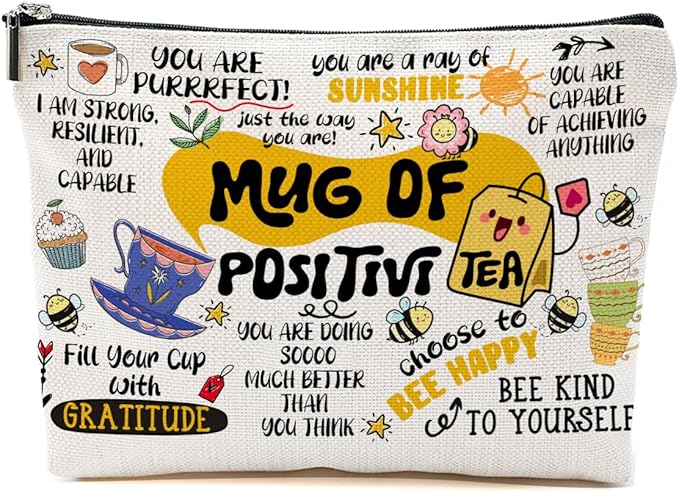 BQXH Inspirational Gifts Makeup Bag, Positive Affirmations Cosmetic Bag