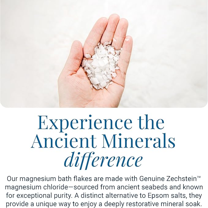 Ancient Minerals Magnesium Bath Flakes, Epsom Salt Alternative, 1.65lb