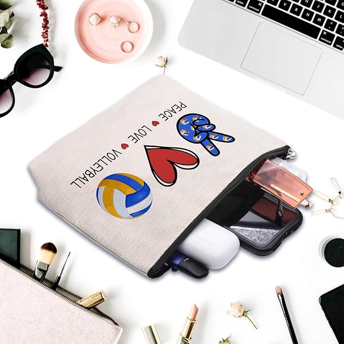 CEASQVAA Volleyball Gifts for Women: Inspirational Makeup Cosmetic Bag, Travel Pouch