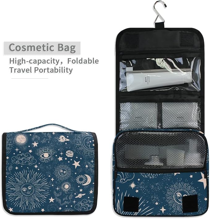 Hanging Travel Toiletry Bag Kit Makeup Case Cosmetics Organizer for Men Women (Starry Sky)