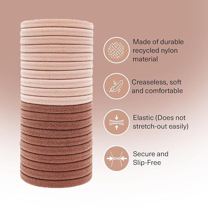 Kitsch Elastic Hair Ties No Damage | Stretchable Hair Bands - Blush 20pcs