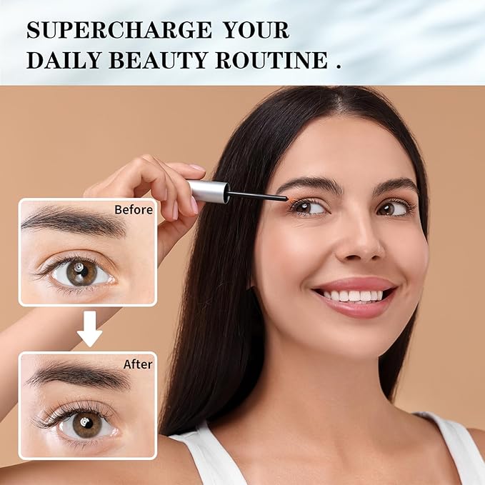 Eyelash Growth Serum: Uses an advanced nourishing formula to promote eyelash growth, resulting in longer and thicker lashes - Gentle, vegan formula, no animal testing (3ml)