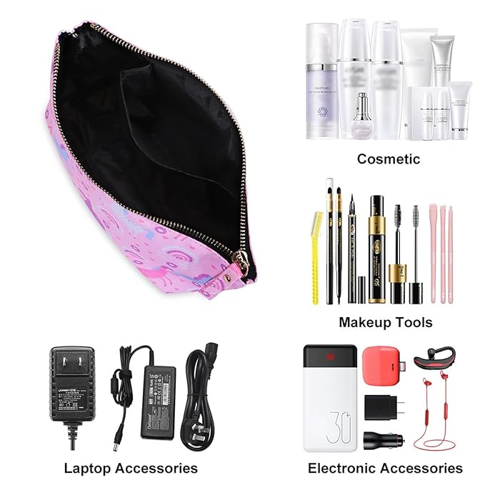 HAWEE Large Makeup Bag for Women Zipper Pouch Travel Cosmetic Organizer Animal Print, Unicorn