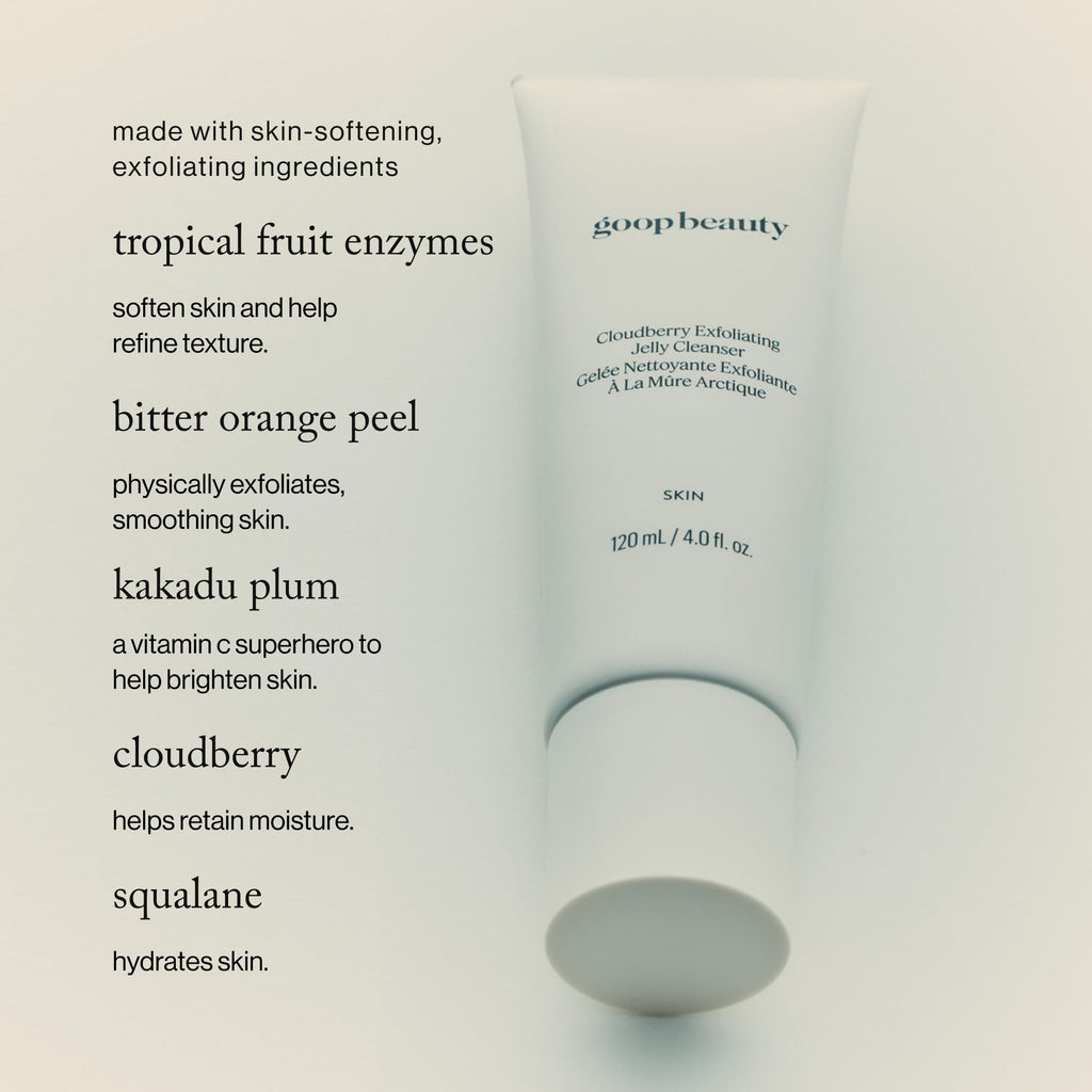 goop Beauty Exfoliating Jelly Cleanser | Face Wash to Clean & Smooth Skin | Squalane, Kakadu Plum, & Vitamin C | Moisturizes & Soothes Skin | Paraben & Silicone Free | 4 fl oz