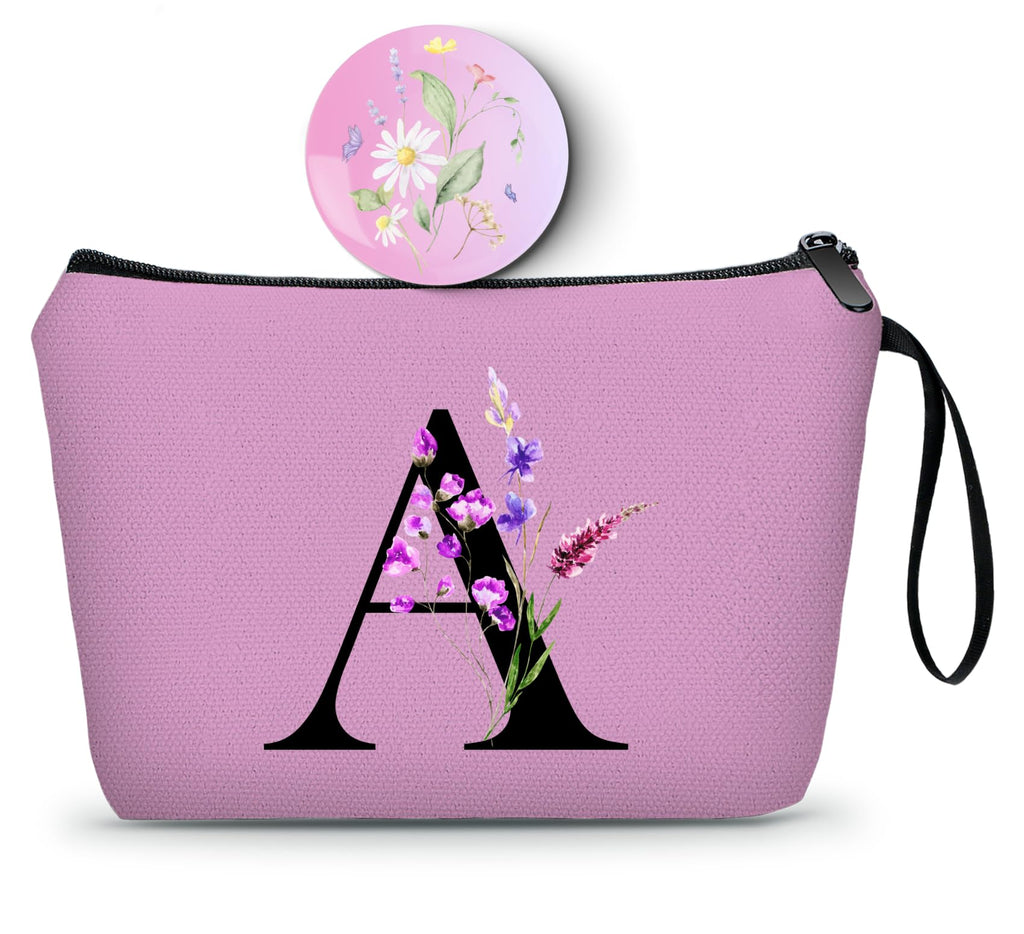 A-Z personalized gifts for women,Initial cosmetic bag with Mirror, D — 기타