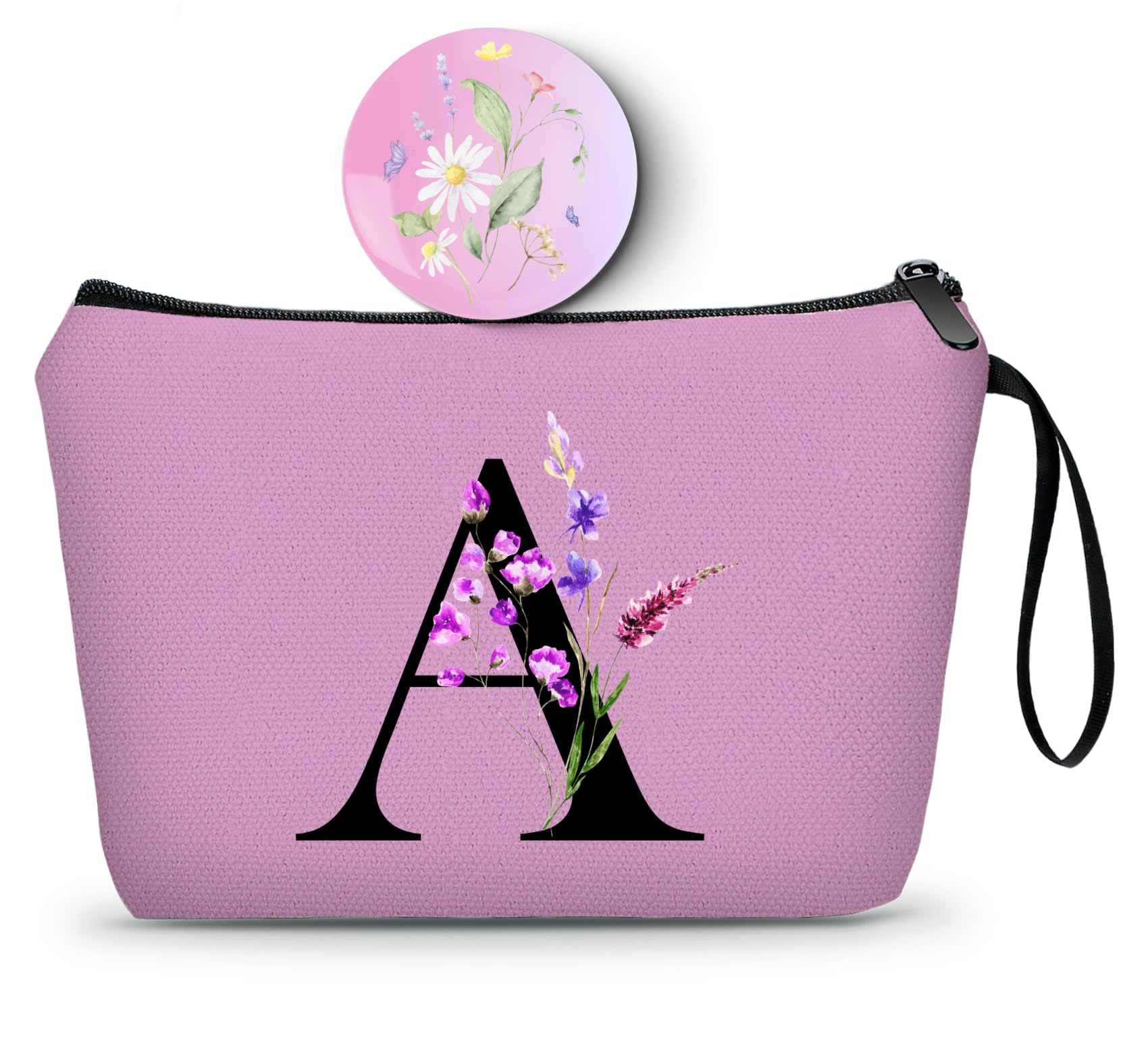 A-Z personalized gifts for women,Initial cosmetic bag with Mirror, D — 기타