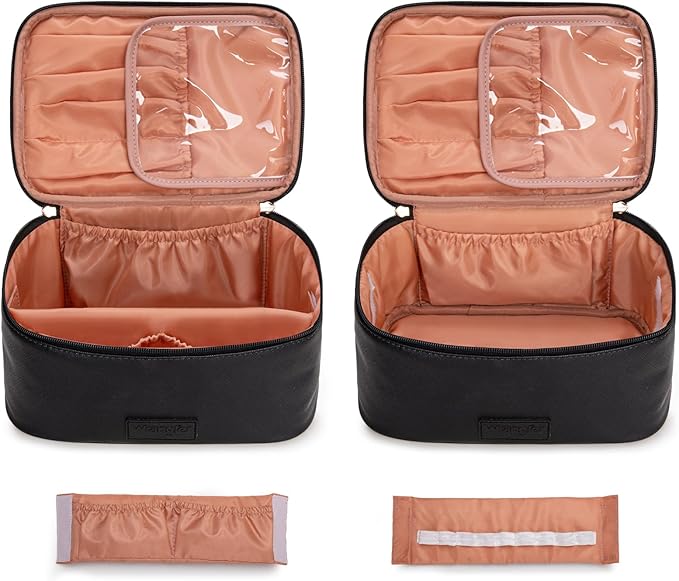 Wrangler Travel Makeup Bag 2pcs Set Cosmetic Bag with Makeup Brush Holder