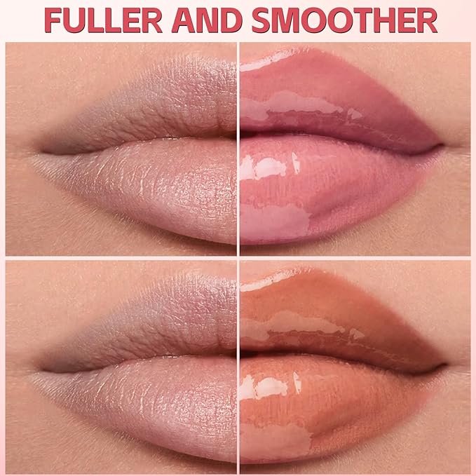 AFGHOUZ 3D Voluming Lip Gloss Long Lasting Moisturizing Lip Gloss for Women Shine and Glowy Finish Lip Makeup 2Pcs