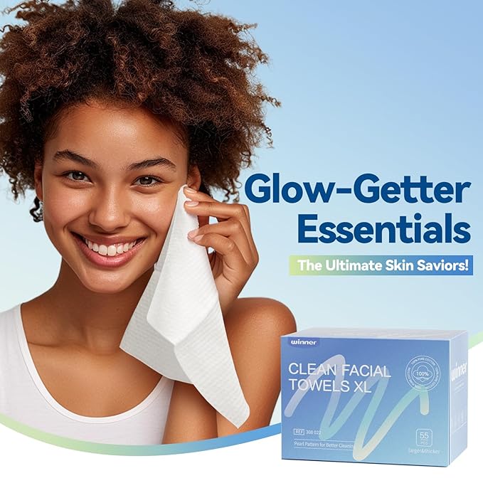 Winner XL Disposable Face Towels, 100% Cotton, 220 Count (Pack of 4)