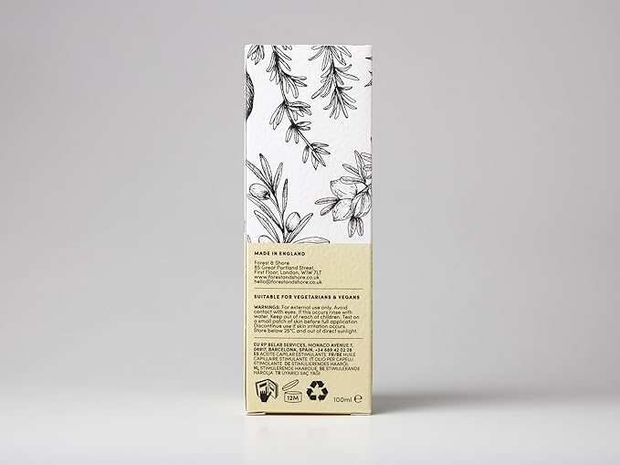 Forest & Shore Hair Growth Oil, 100% Natural, with Caffeine, Biotin, Castor, Argan & Rosemary, Effective Serum for Damaged Hair