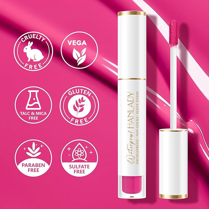 HANLADY Pink Lipstick Matte Long Lasting Lipstick for Women Smudgeproof