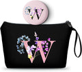 SEAMOON A-Z Personalized Gifts for Women, Small Makeup Bag with Mirror, W