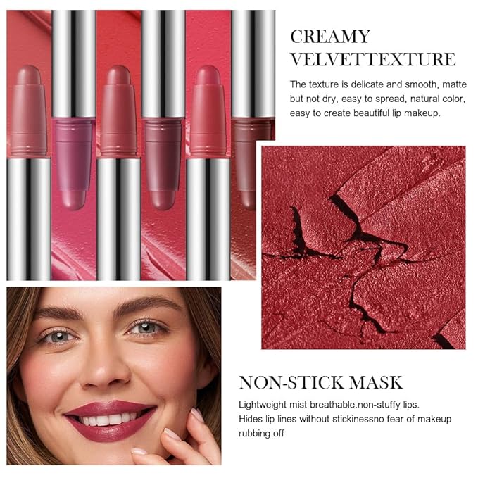 JUAAZIN Maroon Matte Lipstick Lip Liner Pencil Crayon - High Pigment Creamy Formula, Waterproof Long Lasting, Non-Sticklipstick, Ultra Thin Lightweight Velvet Matte Lip Feel for Women 06#