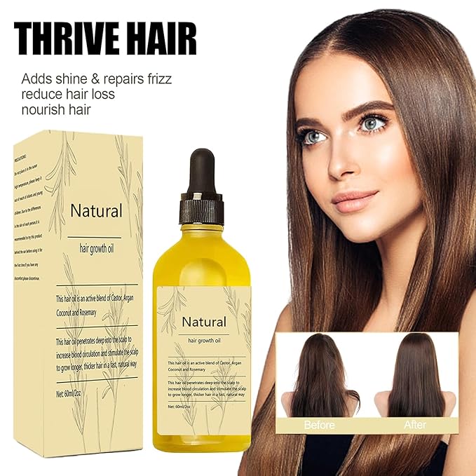 Vegan Natural Hair Growth Oil, 2 PCS Rosemary Oil for Hair Growth Organic, Hair for Dry Damaged Hair and Growth