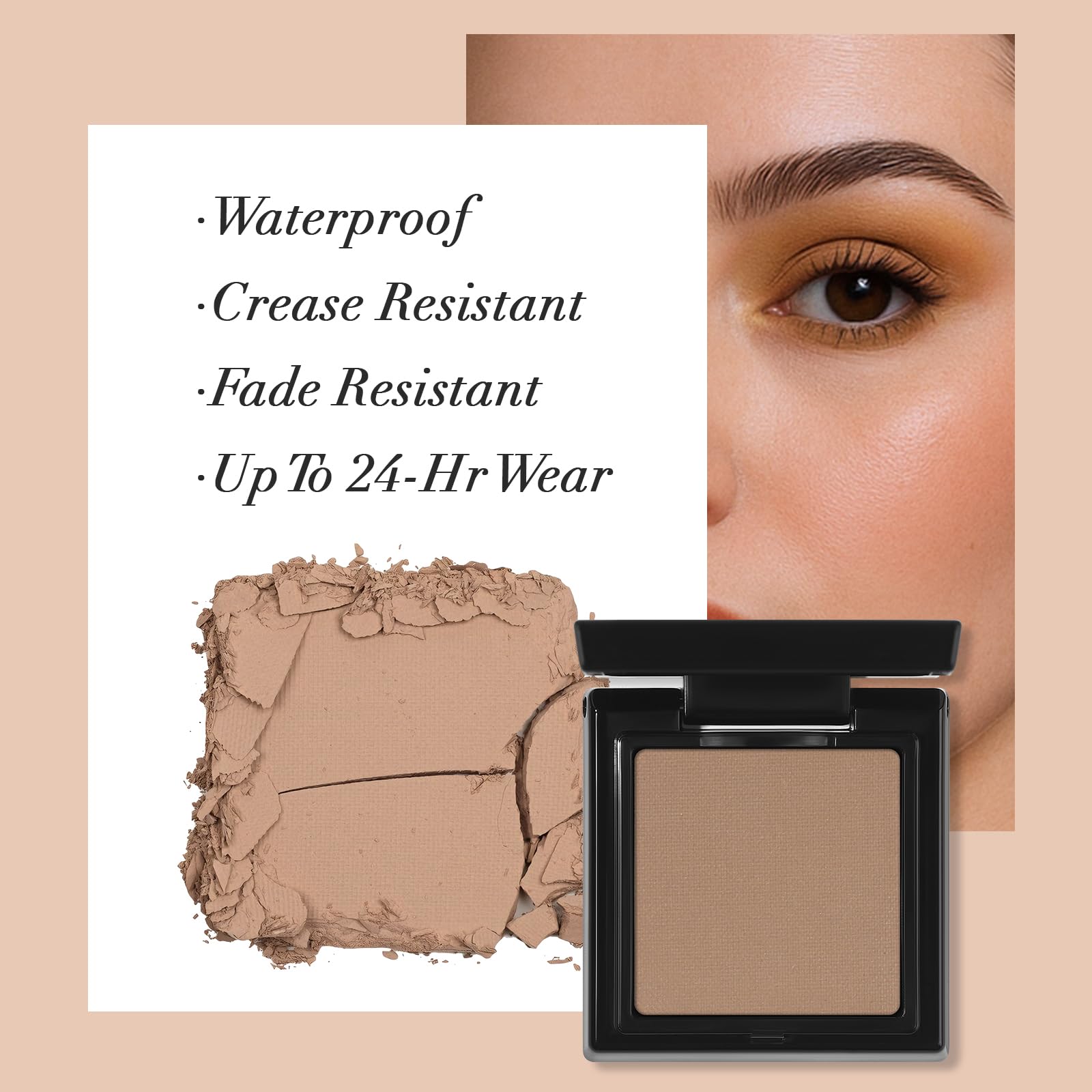 UCANBE Caramel Brown Single Eyeshadow Palette, Mini Matte Eye Shadow Powder, Highly Pigmented Professional Long-Lasting Waterproof Makeup Pallet for Daily Wear, Natural Looks & Smokey Eyes