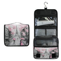 Hanging Toiletry Bag Eiffel Tower Paris Lovers Street Portable Travel Cosmetic Makeup Bag Bathroom Shower Shaving Kit Organizer Bag for Men Women