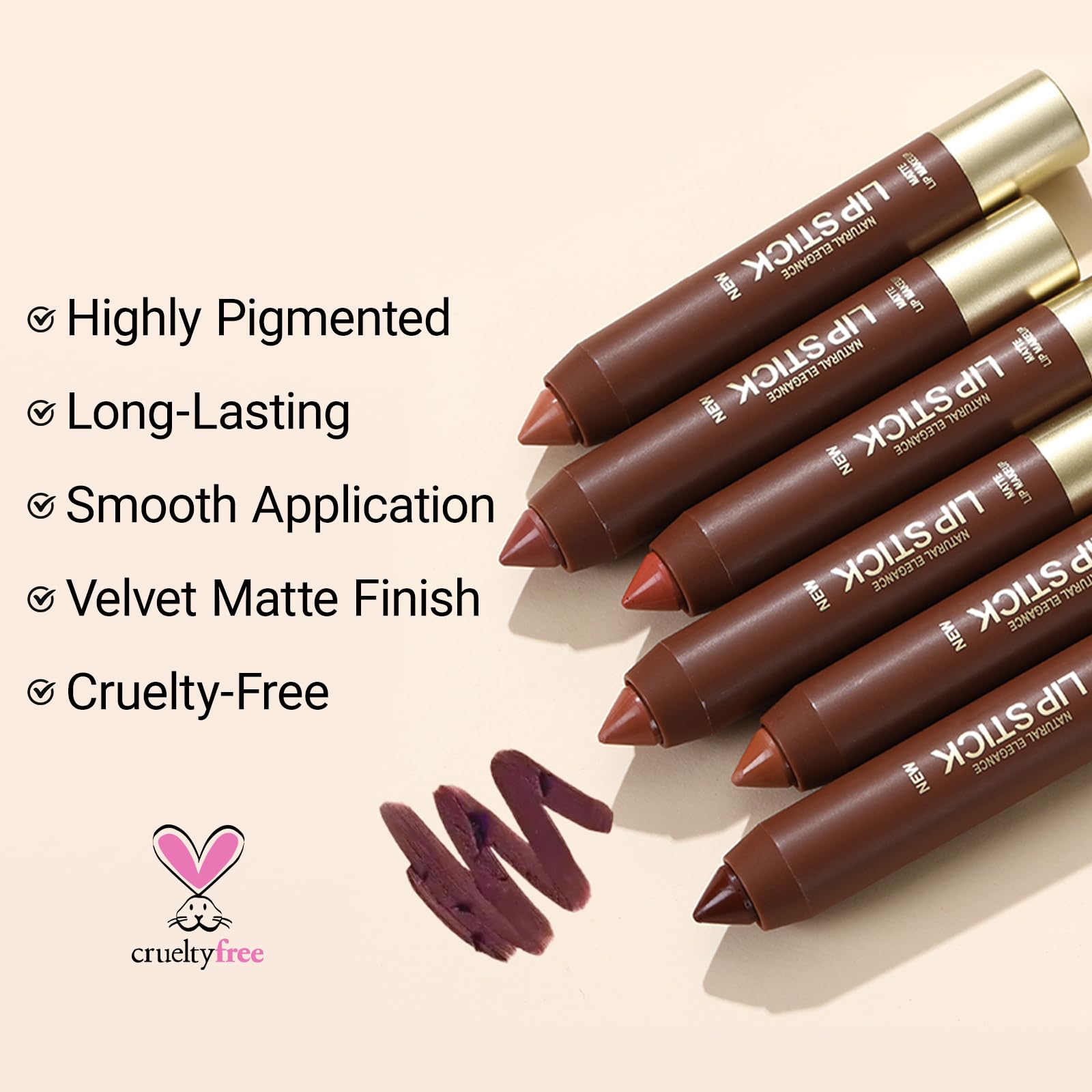 Erinde Matte Lipstick Lip Liner Crayon for Women, 24 Hour Lipstick Lip Liner Pencil, Neutral Lip Stick Lipliner Waterproof Long Lasting Smudge Proof, Vegan & Cruelty-Free, 03 Nude Pink