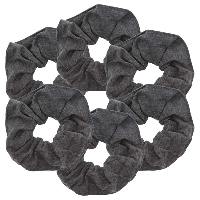 Motique Accessories Large Scrunchies for Women, Pack of 6, Dark Heather