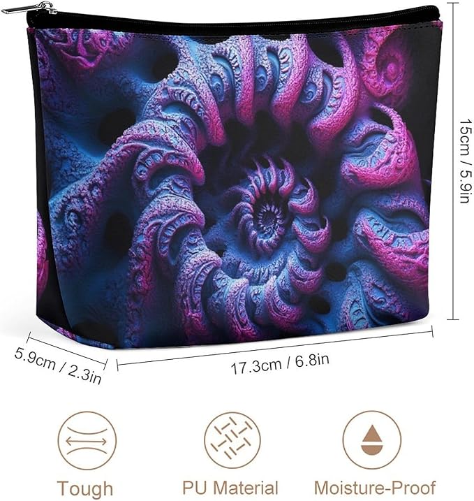 Meaudiwes Women's Fashion Zipper Cosmetic Case, Portable Makeup Case, Personality Toiletry Bag, Travel Cosmetic Toiletry Bag Trippy Purple Tie Dye